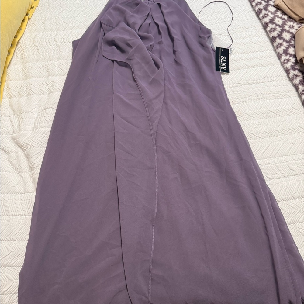 SLNY One Shoulder Lavender Dress
